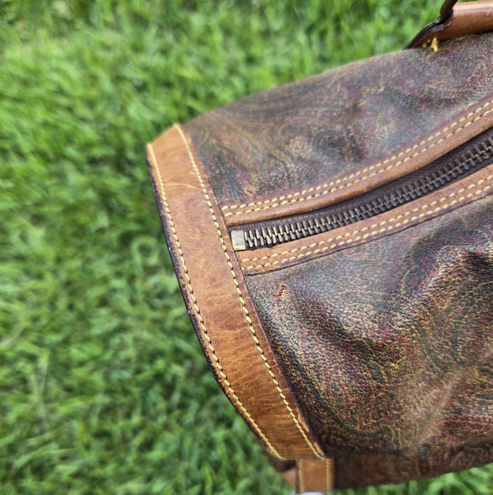Etro Vintage 16” Travel Duffle Bag – Paisley & Leather – Rehab Project - Picture 4 of 15
